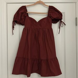 Garnet/berry Olivaceous babydoll puff sleeve dress